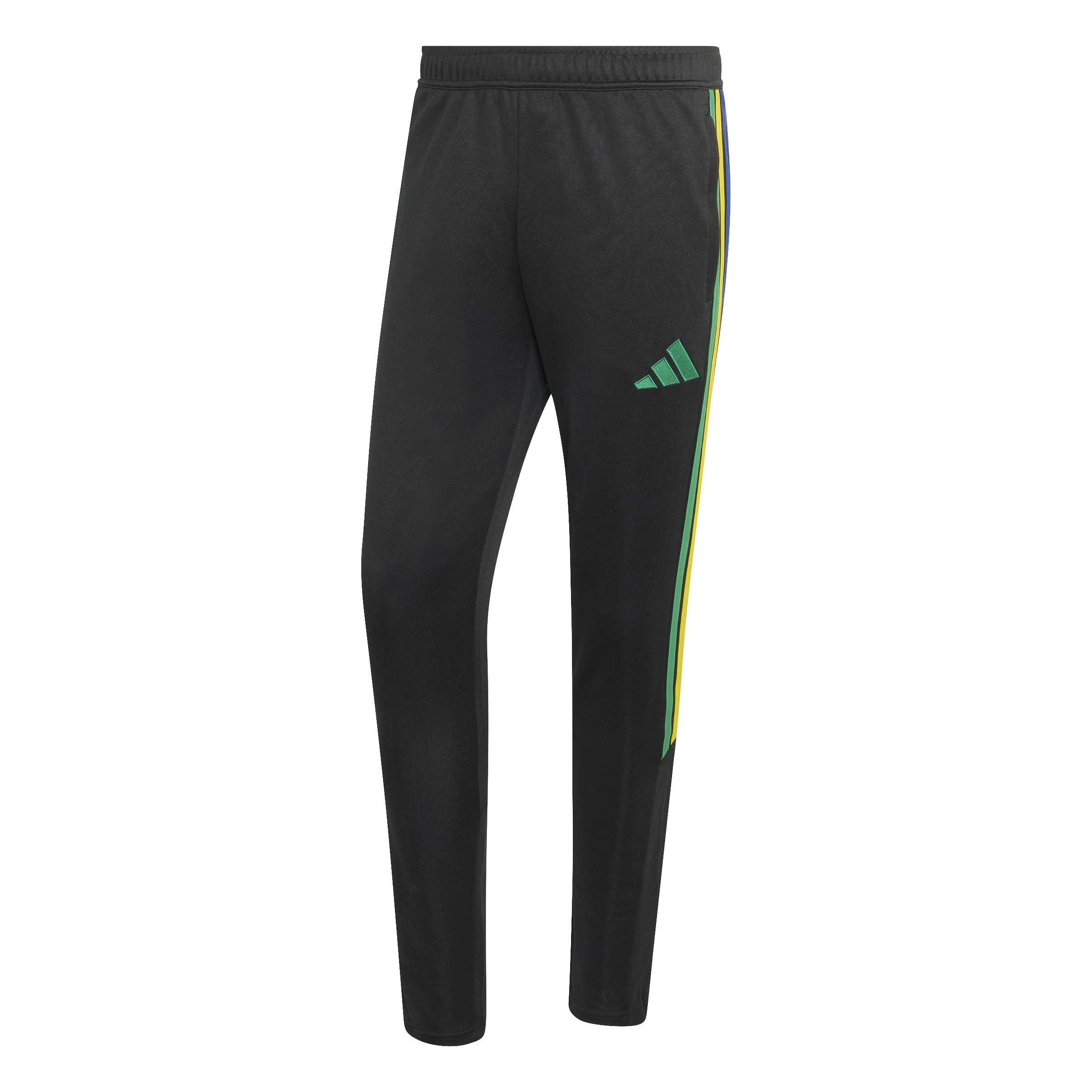 Calça Adidas Tiro 26 masculina preta em detalhe do tecido e logo